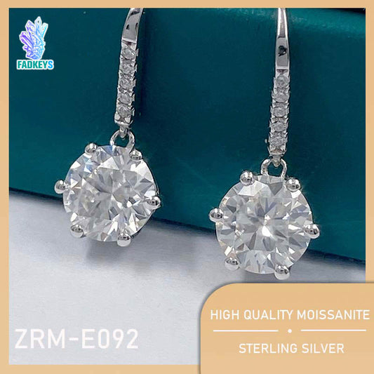 ( Fine Six Claws)925 Sterling Silver Moissanite Earring【ZRM-E092】